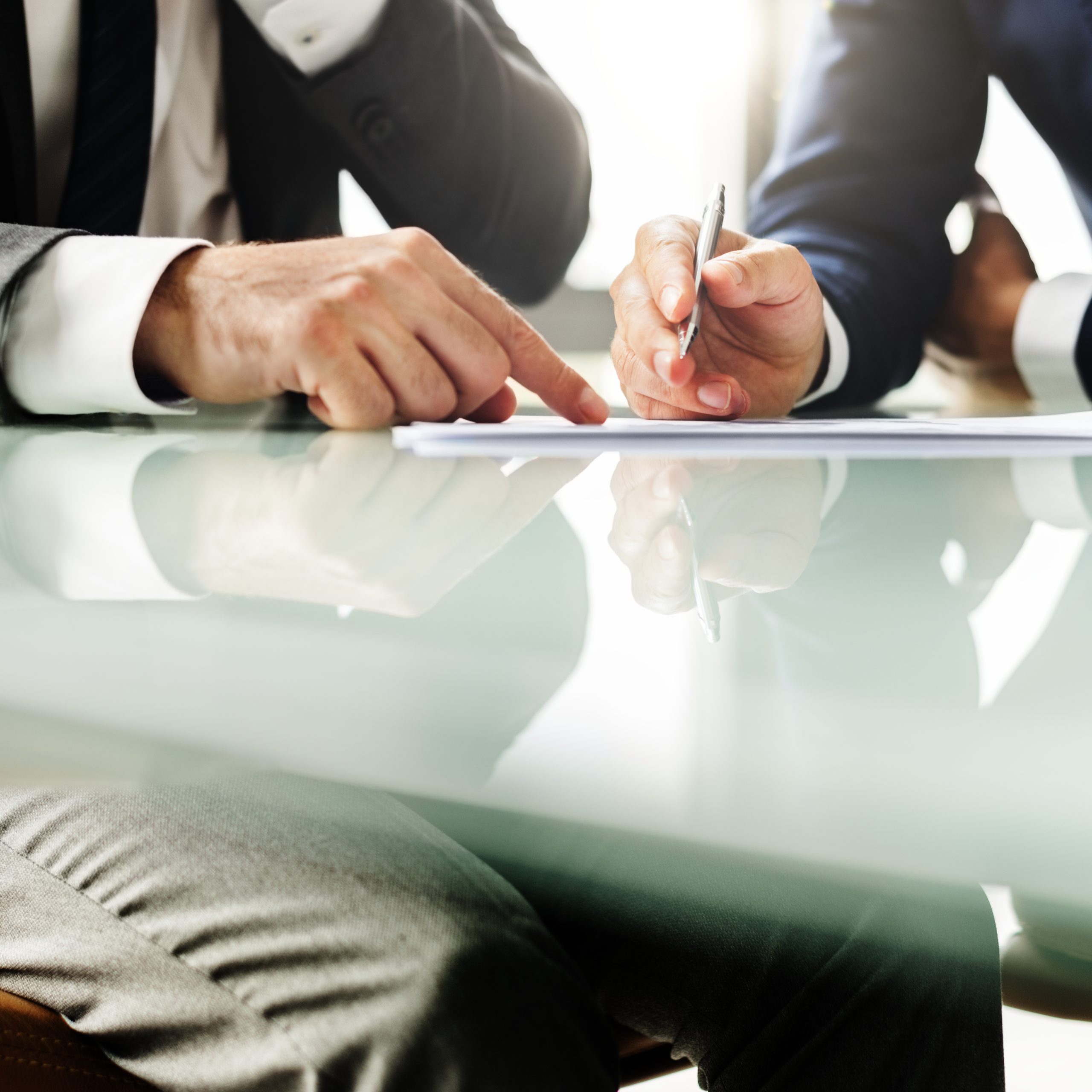 Employee discussing proposed settlement agreement terms